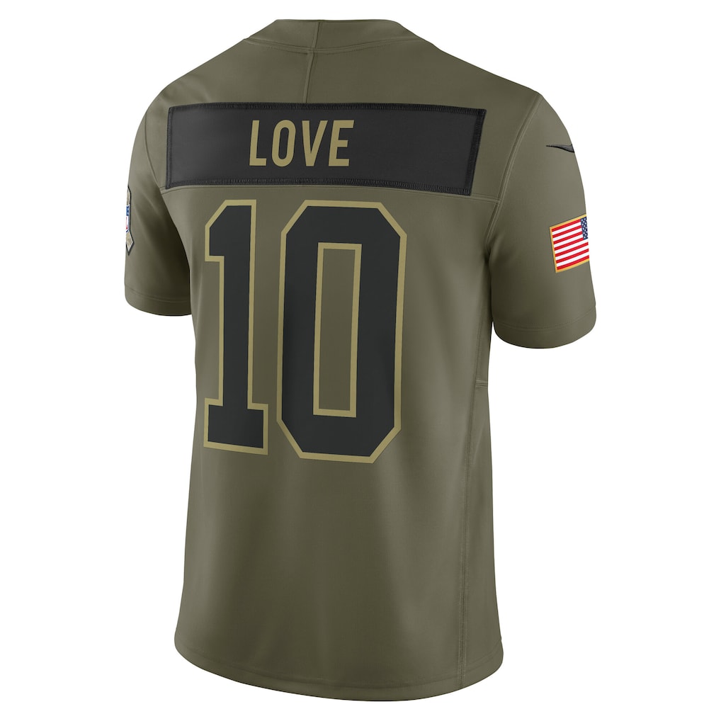GB. Packers #10 Jordan Love Olive 2025 Salute to Service Limited Jersey basketball jersey product view 1