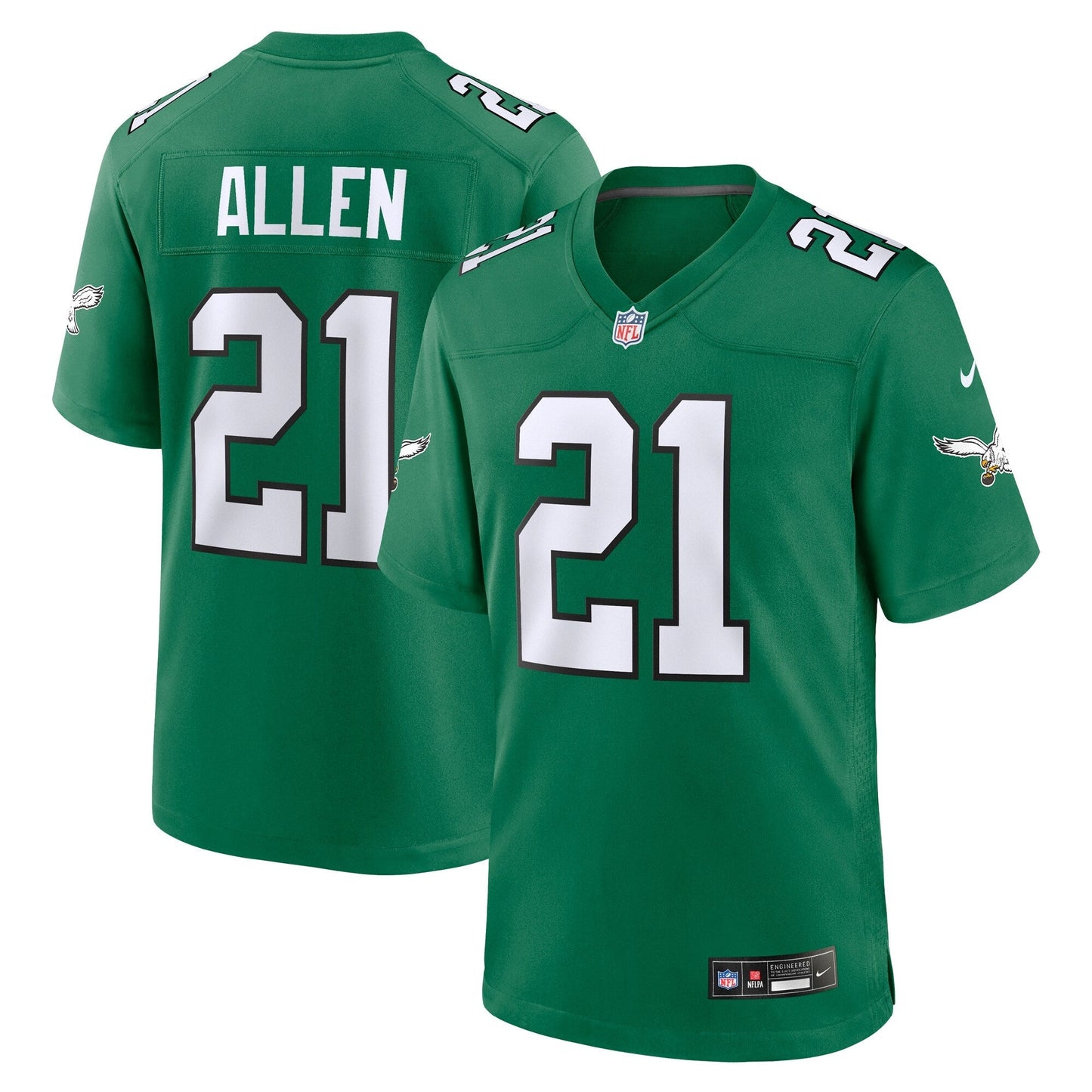 Eric Allen Philadelphia Eagles Alternate Game Jersey - Kelly Green football jersey product view 1