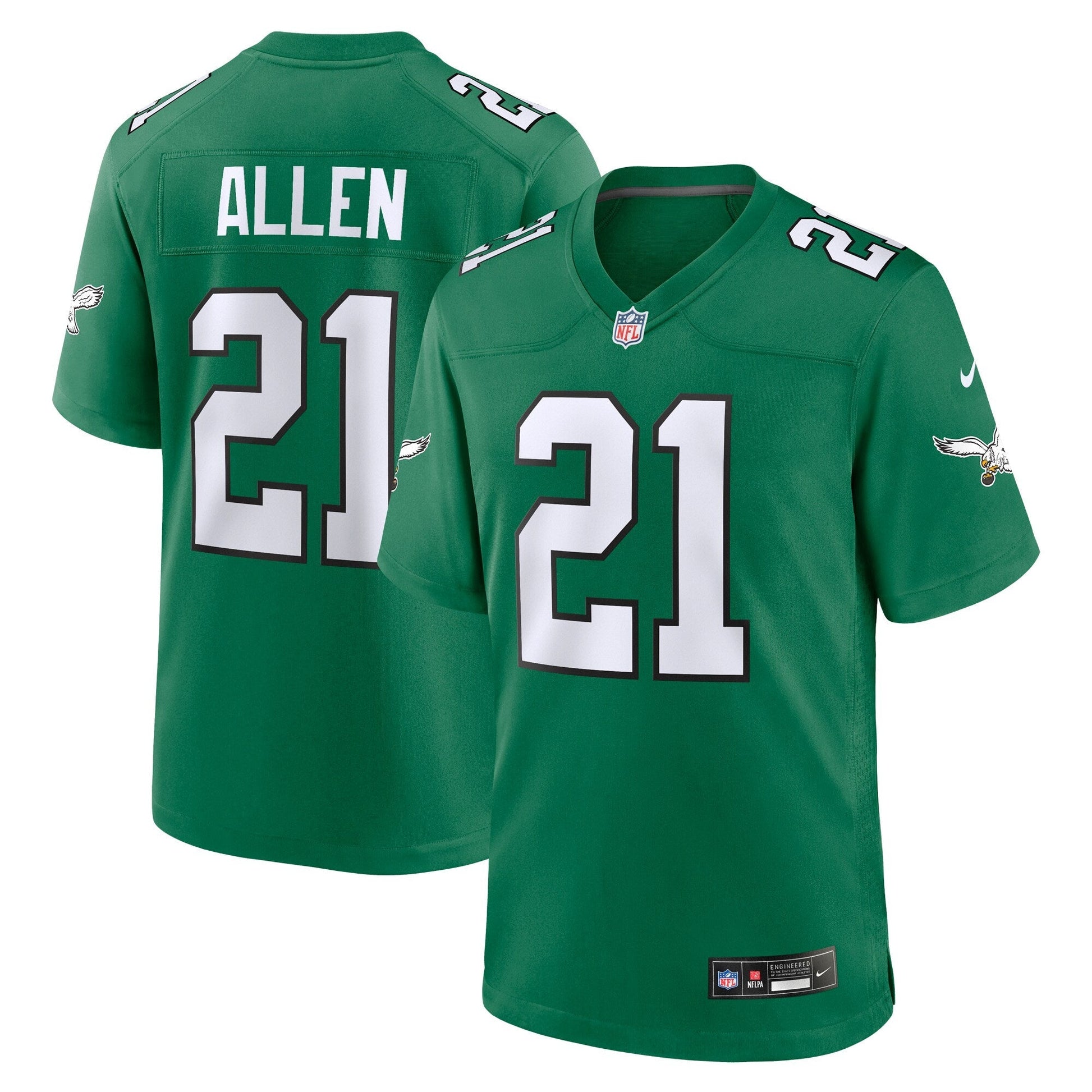 Eric Allen Philadelphia Eagles Alternate Game Jersey - Kelly Green football jersey product view 1