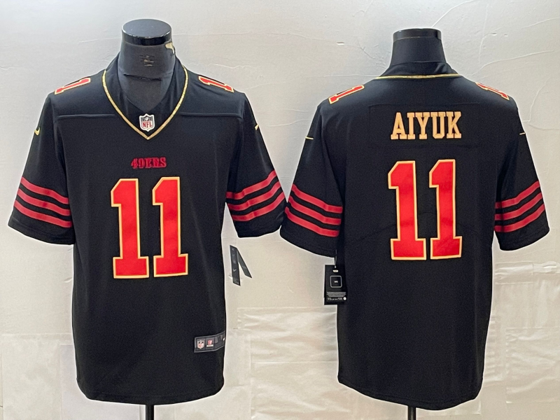 Men's San Francisco 49ers Brandon Aiyuk Black Player Jersey football jersey product view 1
