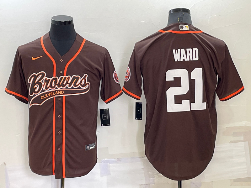 Men's Cleveland Browns Denzel Ward Brown Game Jersey Joint Edition football jersey product view 1