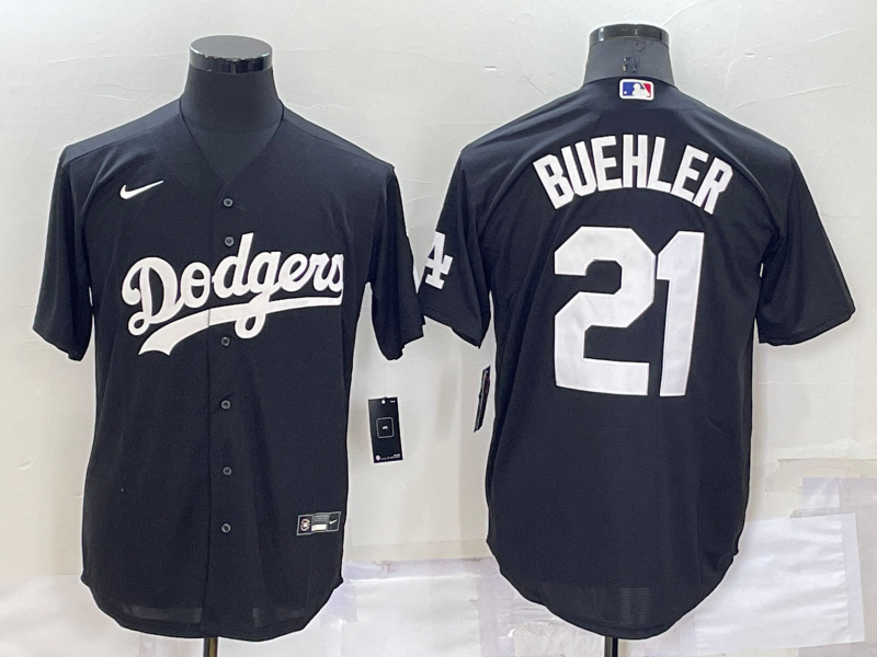 Men's Los Angeles Dodgers Walker Buehler Black Replica Baseball Jersey baseball jersey product view 1