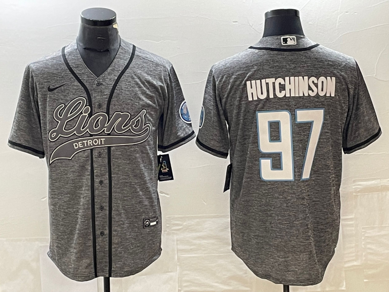 Men's Detroit Lions Aidan Hutchinson #97 Gray Game Jersey1 Joint Edition football jersey product view 1