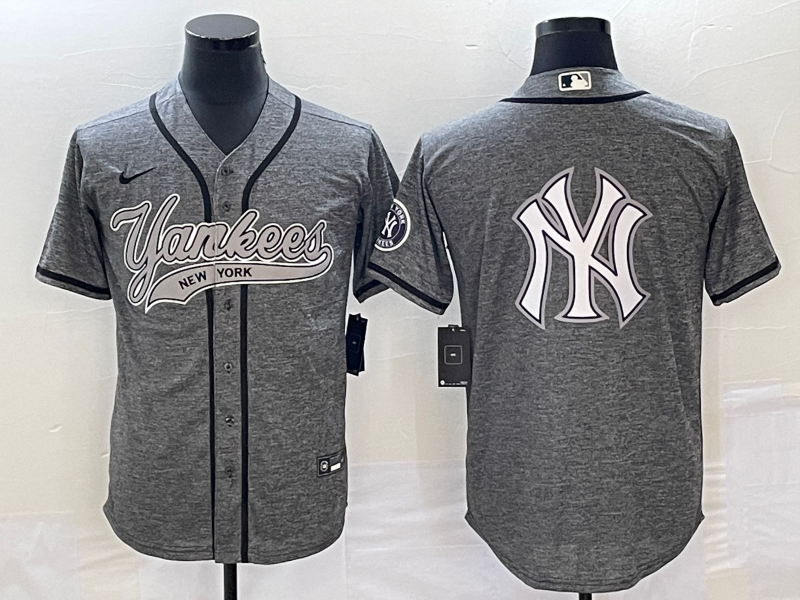 Men's New York Yankees Gray Replica Player Jersey Joint Edition baseball jersey product view 1