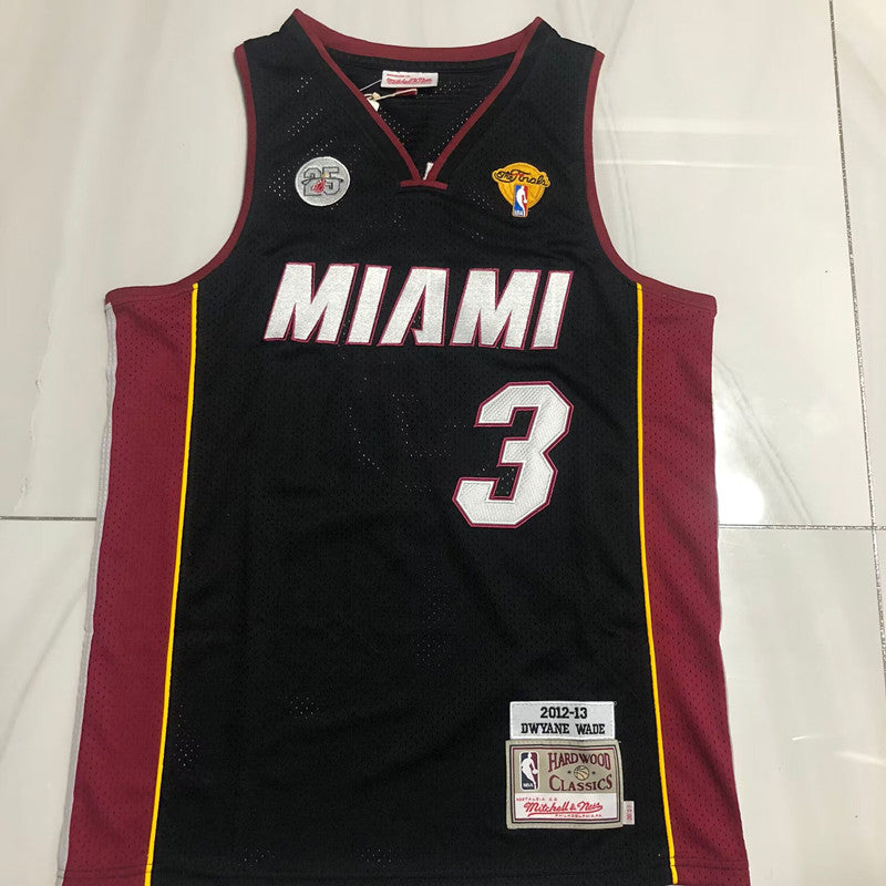 Heat 3# Wade Black Embroidered Jersey sports jersey product view 1