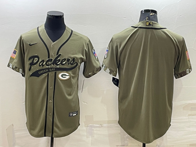 Men's Green Bay Packers Olive 2022 Salute To Service Limited Blank Jersey football jersey product view 1