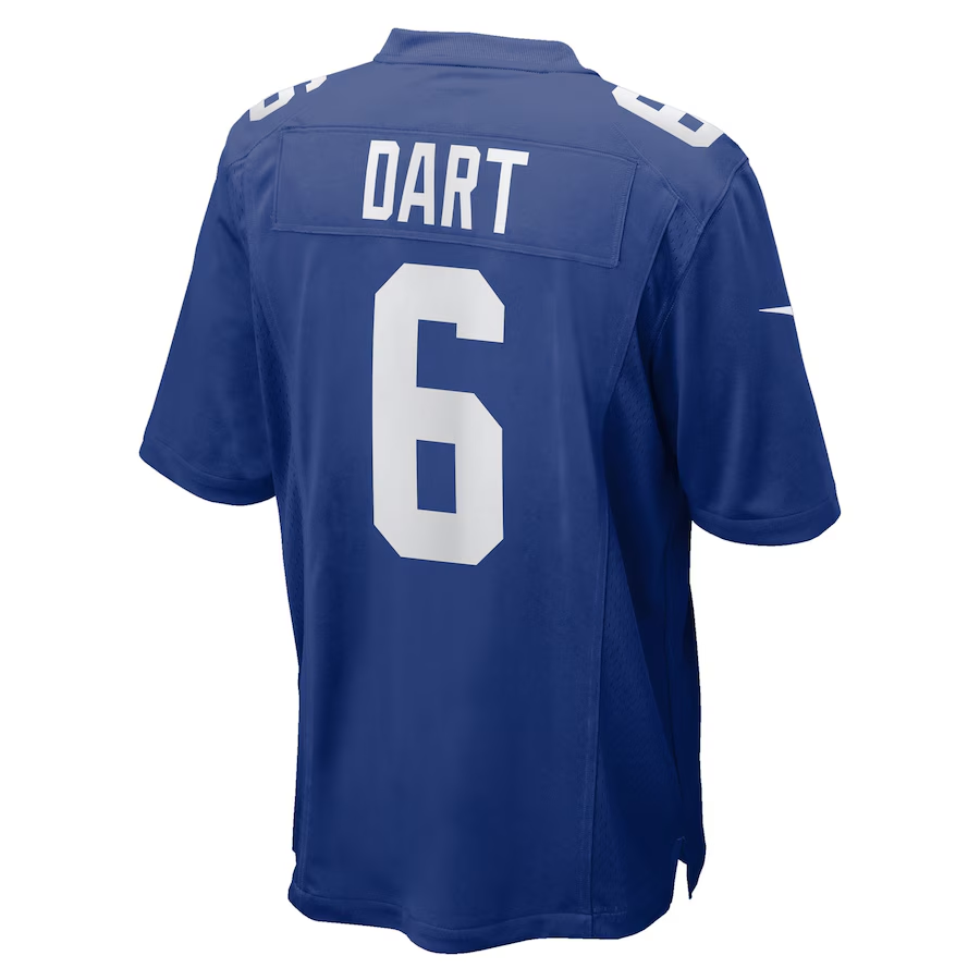 New York Giants Jaxson Dart Royal 2025 NFL Draft First Round Pick Game Jersey football jersey product view 3
