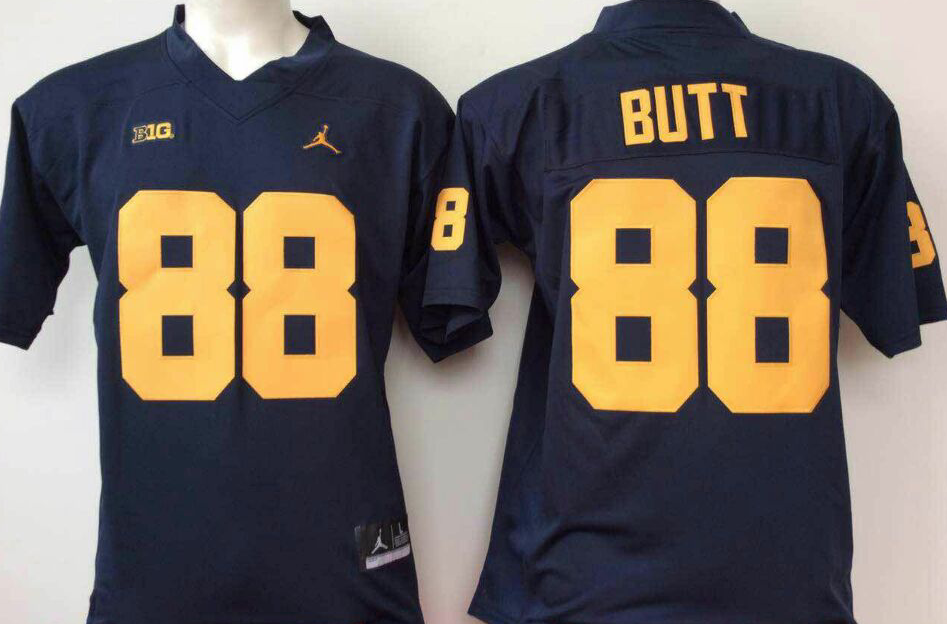 Men's Michigan Wolverines Jake Butt #88 Navy Alumni Player Game Jersey sports jersey product view 1