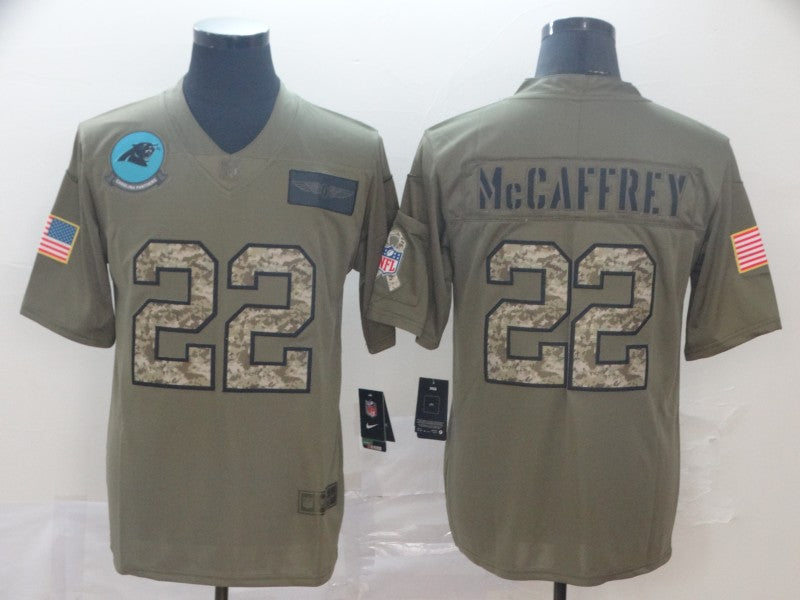 Men's Carolina Panthers Christian McCaffrey #22 Brown Game Player Jersey1 football jersey product view 1
