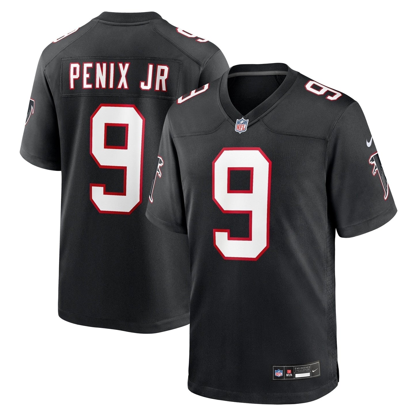 Michael Penix Jr. Atlanta Falcons Throwback Game Jersey - Black football jersey product view 1
