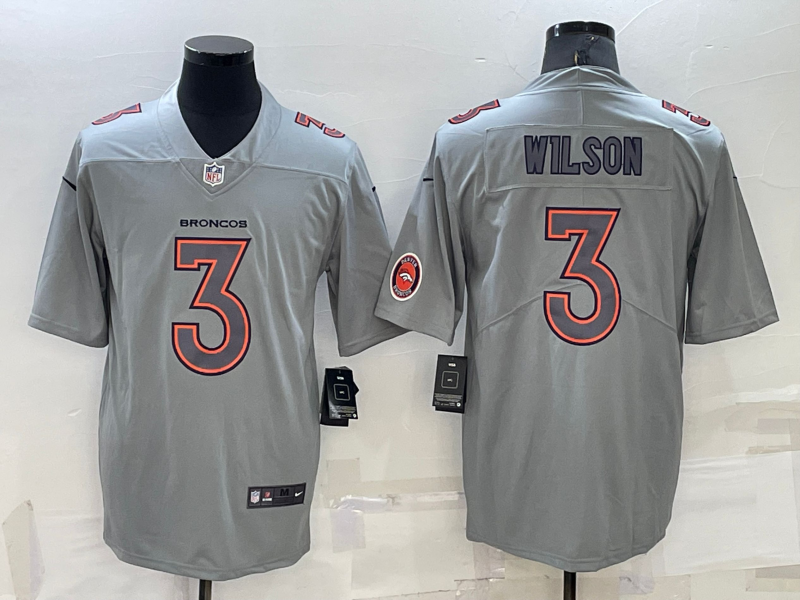 Men's Denver Broncos Russell Wilson #3 Gray Atmosphere Fashion Game Jersey1 football jersey product view 1