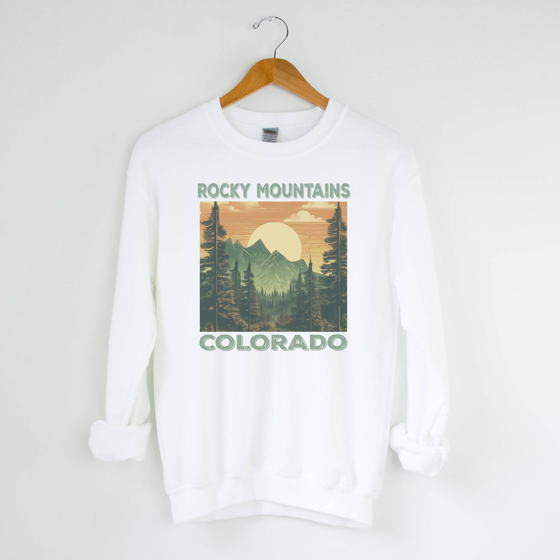 Rocky Mountain White Crewneck | National Park |Sizes S-2XL Unisex T-shirt, Sweatshirt, Hoodie, Long Sleeve Tee - T-Shirt, Sweatshirt, Hoodie