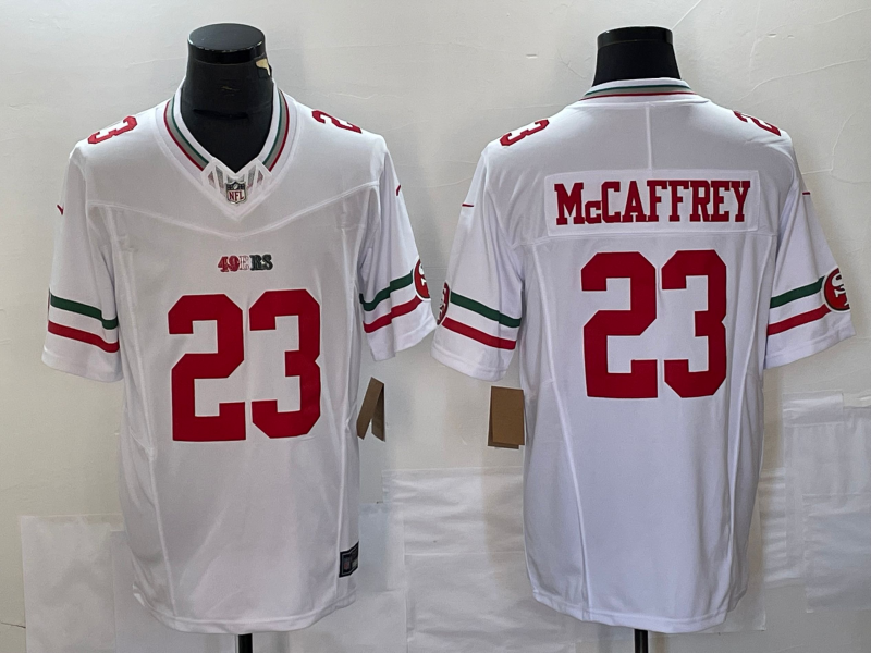 Men's San Francisco 49ers Christian McCaffrey White Game Player Jersey football jersey product view 1