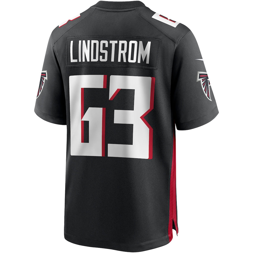 A.Falcons #63 Chris Lindstrom Black Team Game Jersey football jersey product view 1