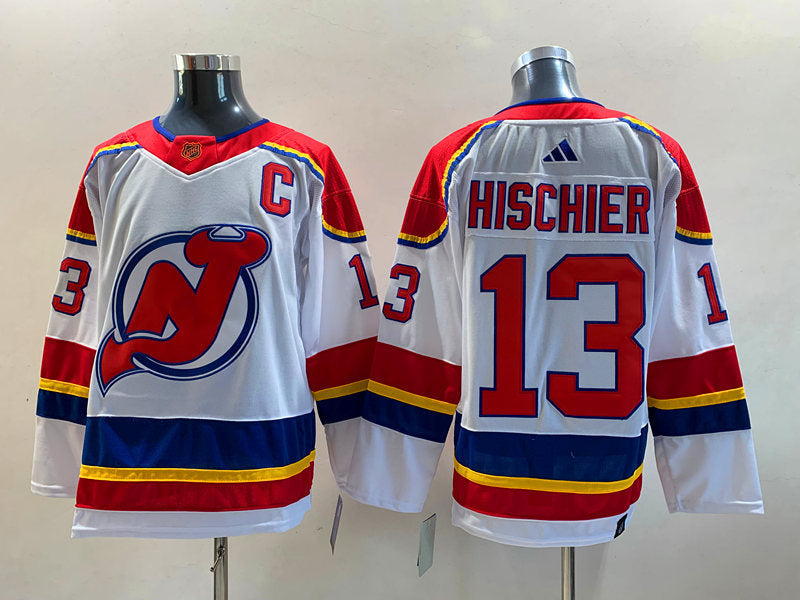 Men's New Jersey1 Devils Nico Hischier #13 White Player Game Jersey1 sports jersey product view 1