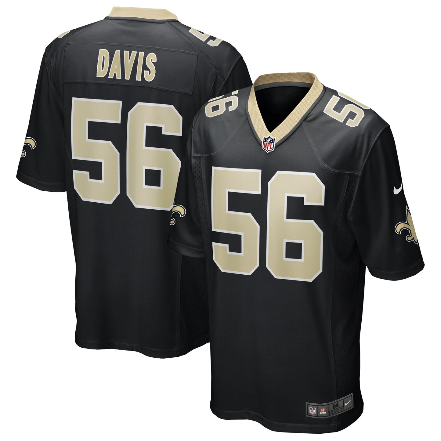 Demario Davis New Orleans Saints Game Jersey - Black football jersey product view 1