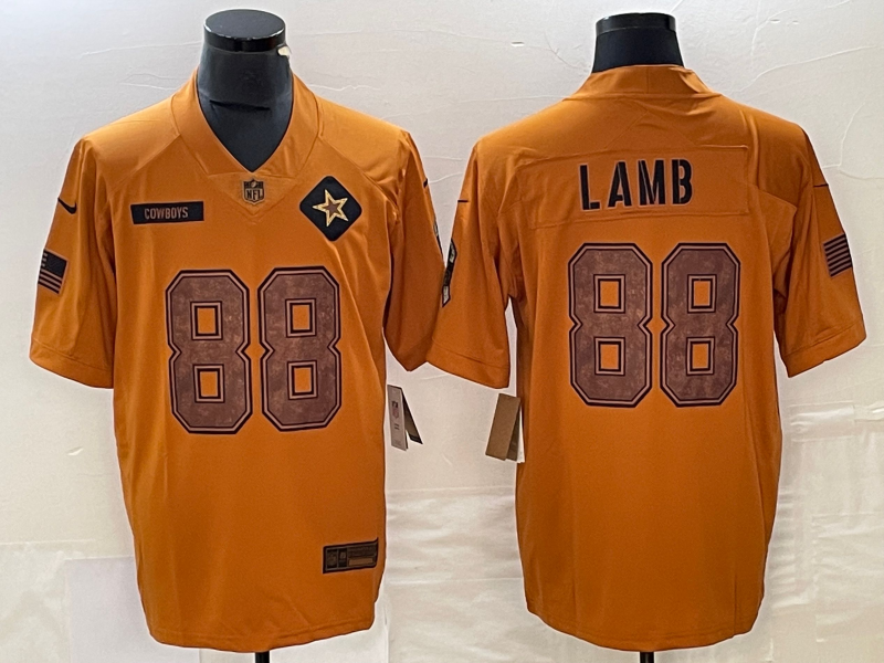 Men's Dallas Cowboys CeeDee Lamb #88 Brown 2023 Salute To Service Limited Jersey1 football jersey product view 1