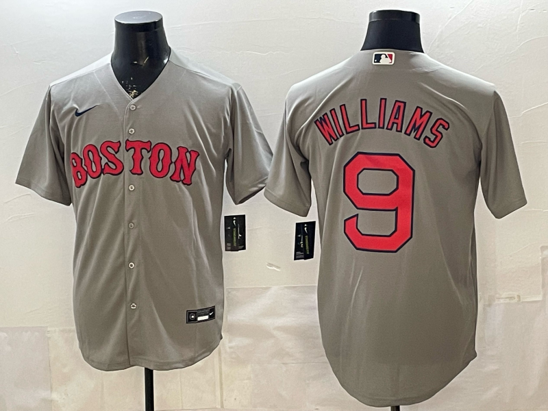 Men's Boston Red Sox Ted Williams #9 Gray Replica Player Jersey baseball jersey product view 1