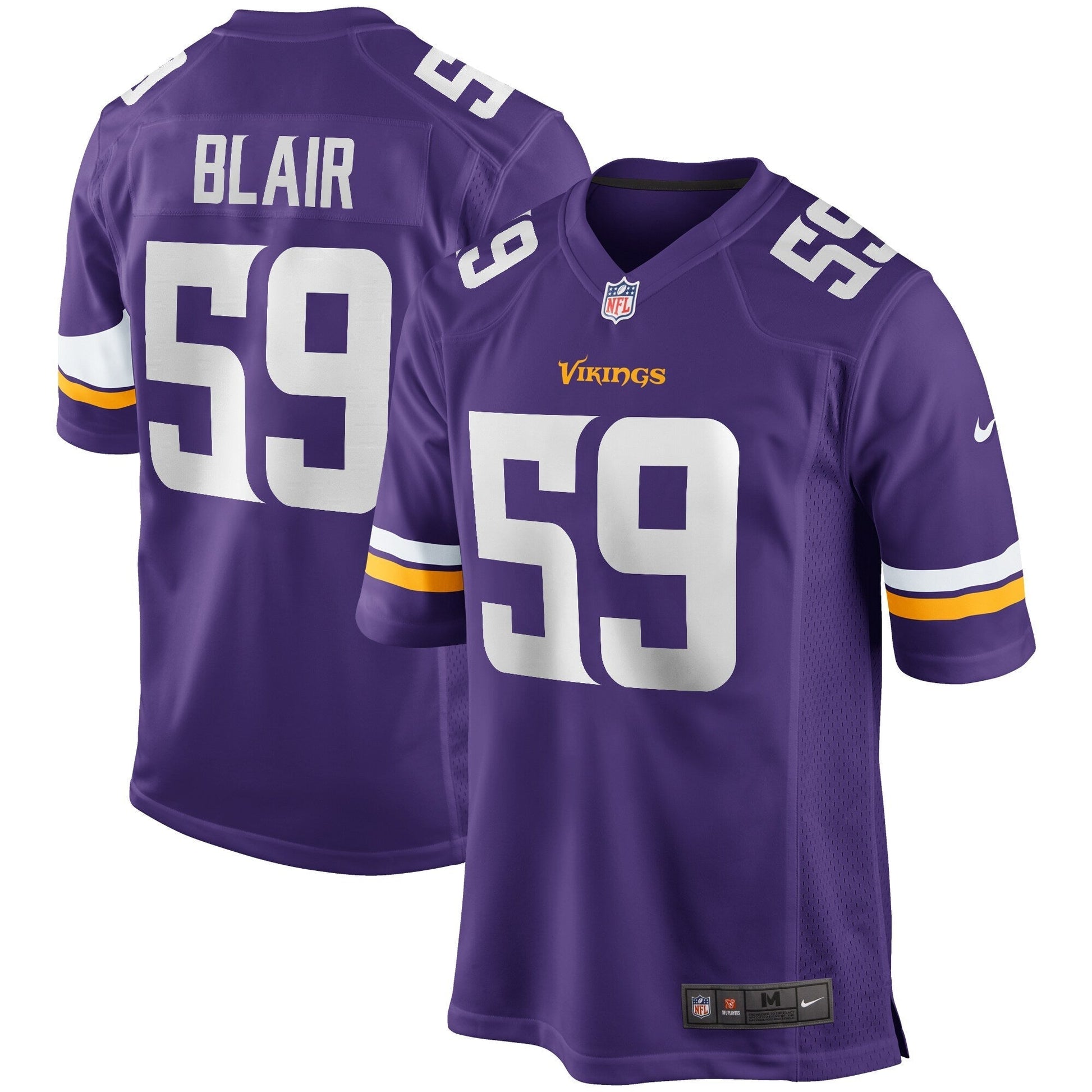 Matt Blair Minnesota Vikings Game Retired Jersey - Purple football jersey product view 1