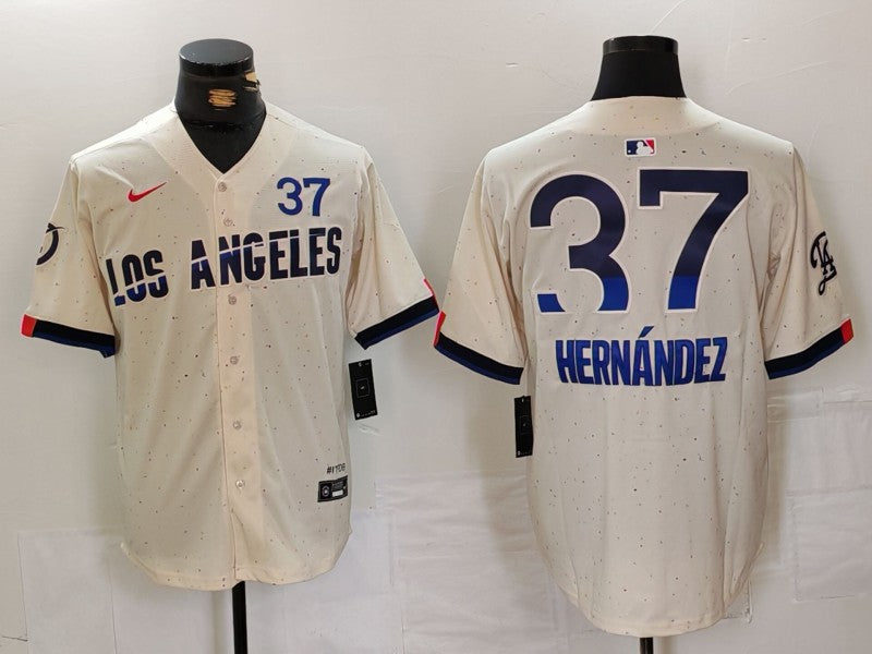 Men's Los Angeles Dodgers Teoscar Hernandez Cream 2024 City Connect Limited Player Jersey baseball jersey product view 1