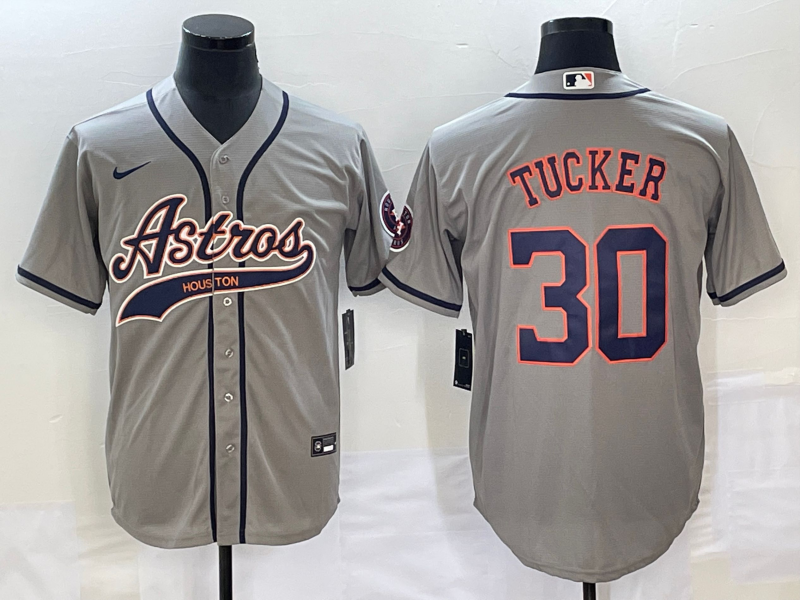 Men's Houston Astros Kyle Tucker #30 Gray Replica Jersey1 Joint Edition baseball jersey product view 1