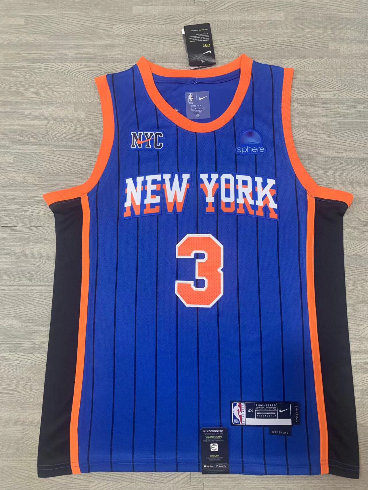Knicks #3 Blue City Edition Jersey basketball jersey product view 2