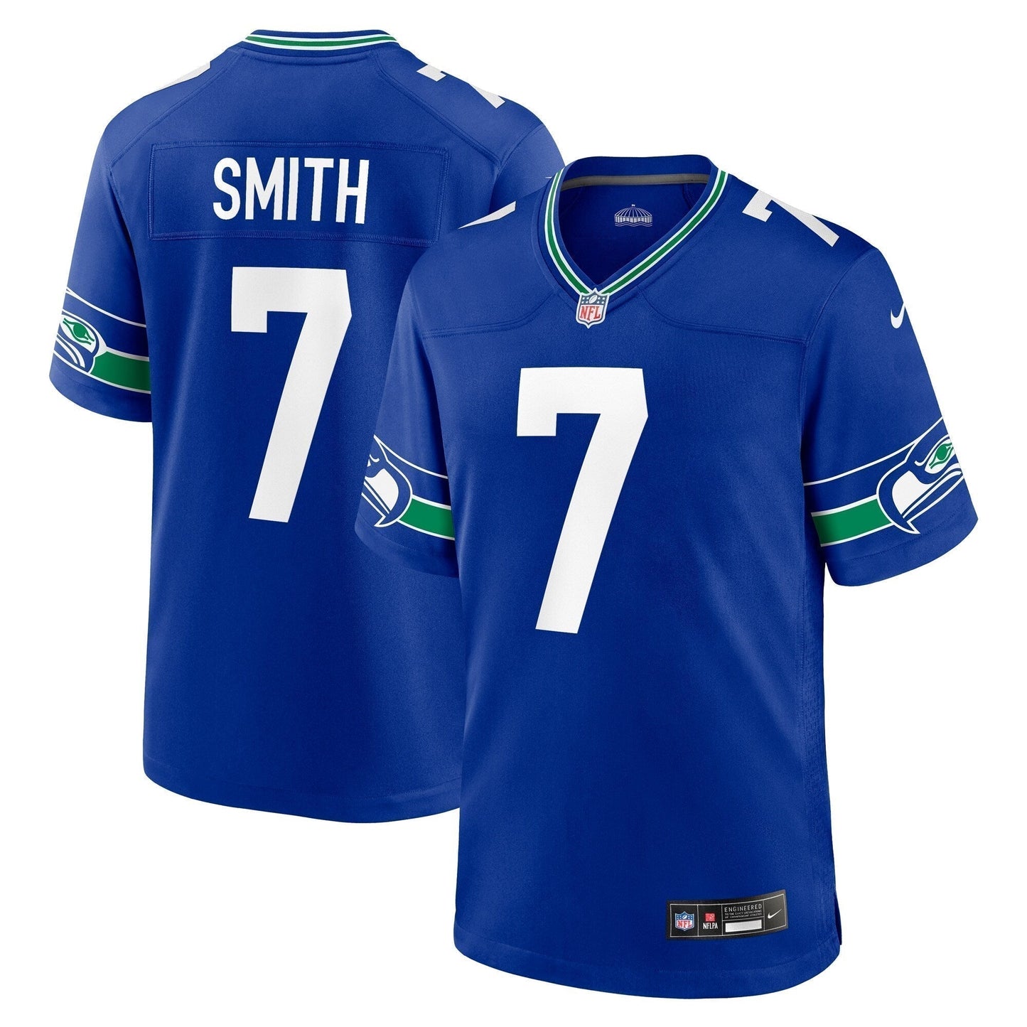 Geno Smith Seattle Seahawks Throwback Game Jersey - Royal football jersey product view 1