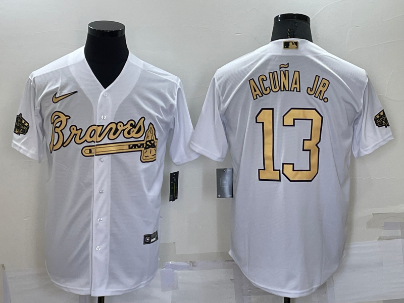 Men's Atlanta Braves Ronald Acuna Jr. #13 White Stitched Jersey baseball jersey product view 1