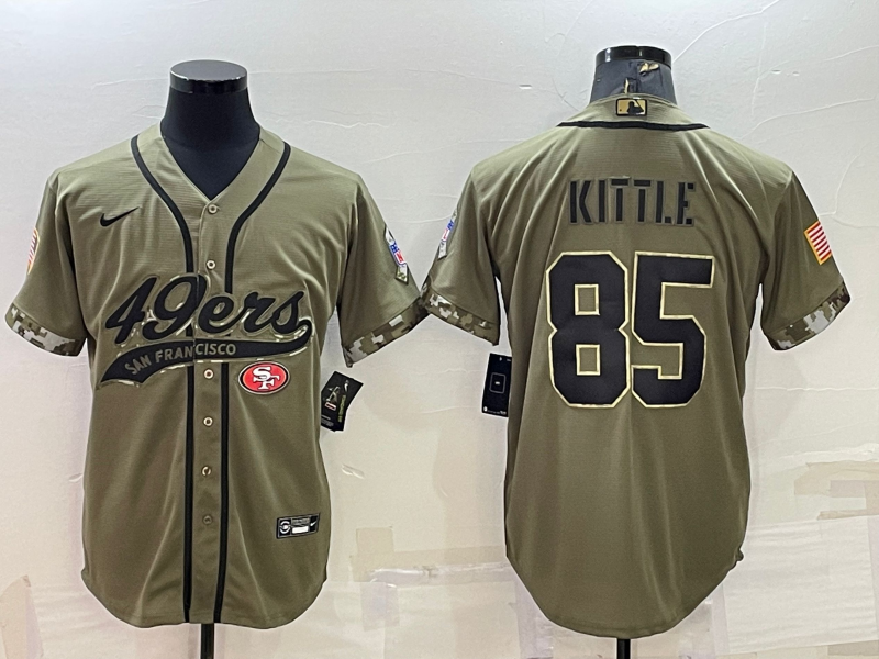 Men's San Francisco 49ers George Kittle Olive 2022 Salute To Service Retired Player Limited Jersey Joint Edition football jersey product view 1