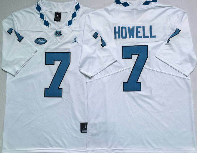 Men's North Carolina Tar Heels Sam Howell White Player Game Jersey sports jersey product view 1
