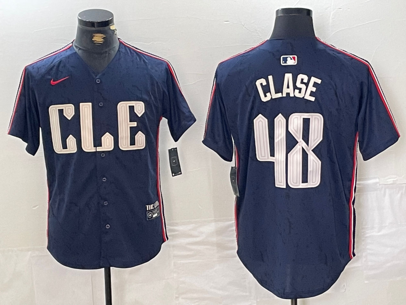 Men's Cleveland Guardians Emmanuel Clase #48 Navy 2024 City Connect Limited Jersey baseball jersey product view 1