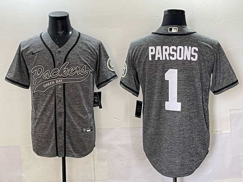 Men's Green Bay Packers Micah Parsons #1 Grey Game Jersey football jersey product view 1