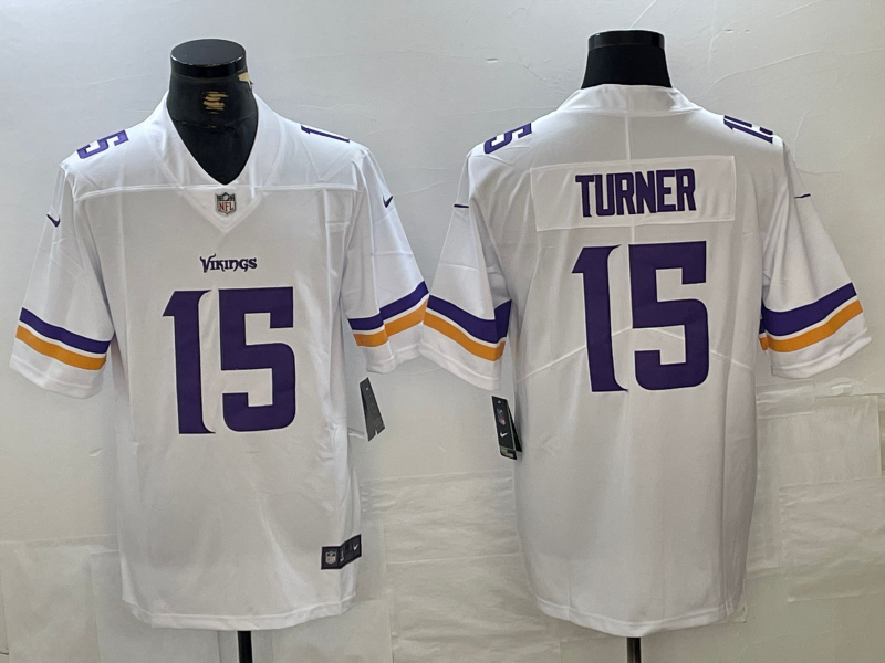 Men's Minnesota Vikings Dallas Turner White Player Game Jersey football jersey product view 1