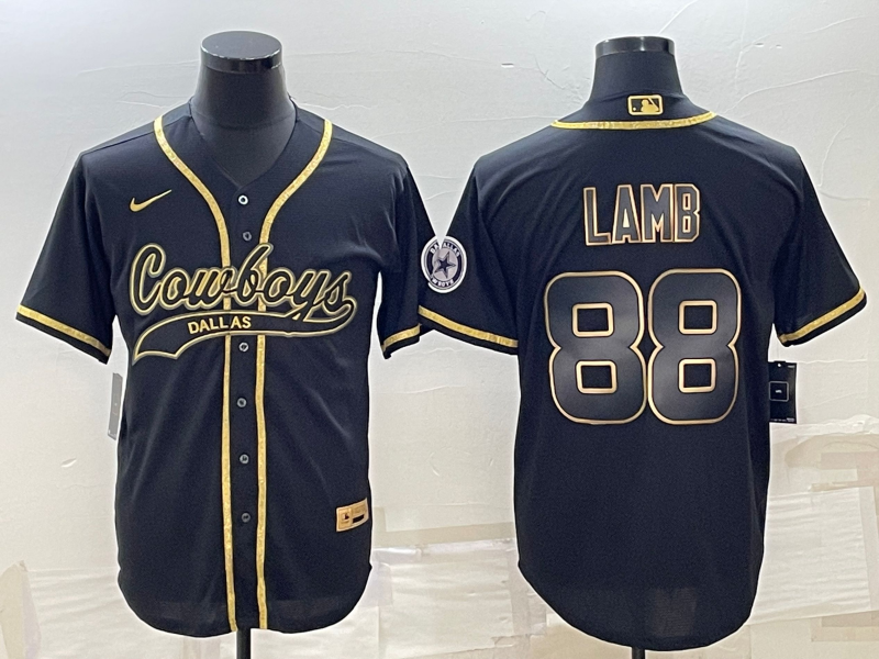 Men's Dallas Cowboys CeeDee Lamb #88 Black Game Jersey1 Joint Edition football jersey product view 1