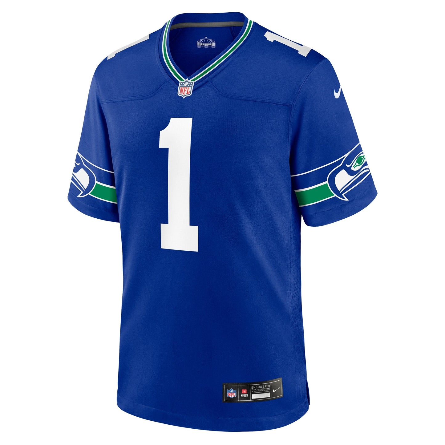Warren Moon Seattle Seahawks Throwback Retired Game Jersey - Royal football jersey product view 2