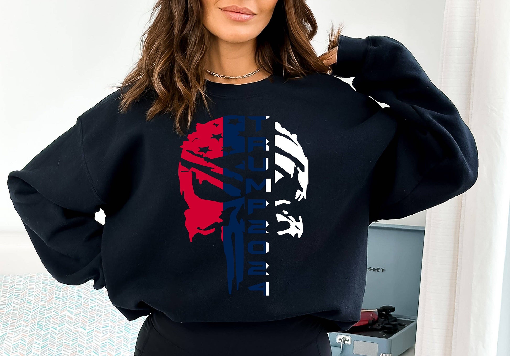 Trump 2024 Skull Sweatshirt Republican Supporter Design Unisex T-shirt, Sweatshirt, Hoodie, Long Sleeve Tee - T-Shirt, Sweatshirt, Hoodie