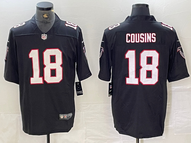 Men's Atlanta Falcons Kirk Cousins #18 Black Game Jersey1 football jersey product view 1