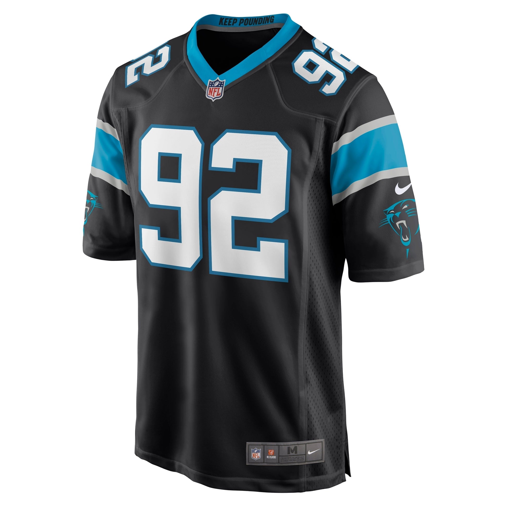 Zach Kerr Carolina Panthers Game Jersey - Black football jersey product view 2