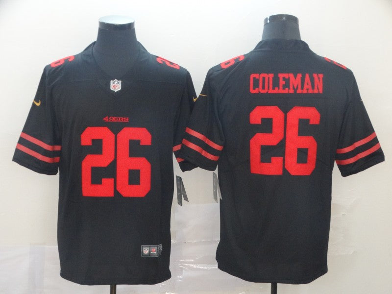 Men's San Francisco 49ers Tevin Coleman Black Game Jersey football jersey product view 1