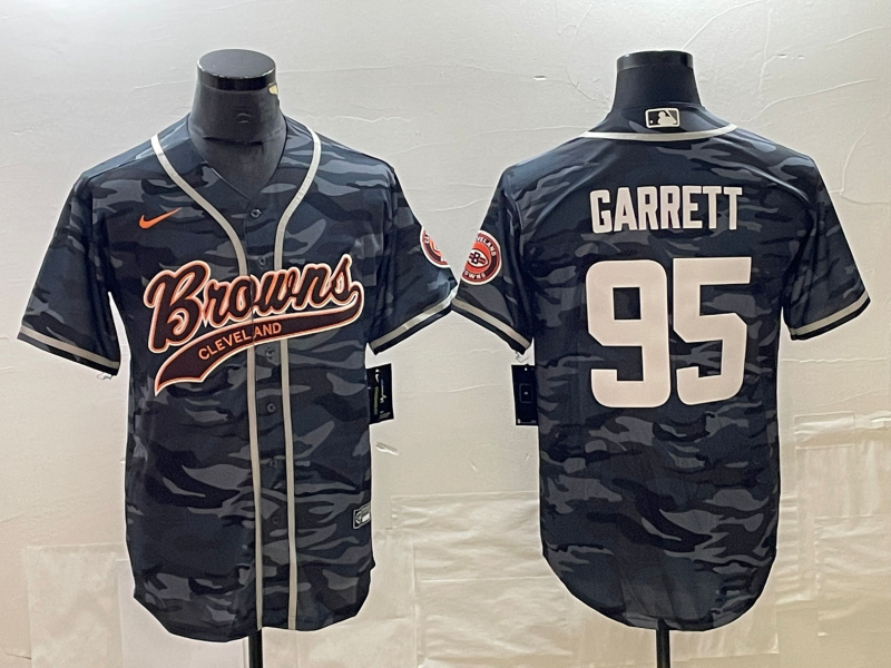Men's Cleveland Browns Myles Garrett Grey Camouflage Game Jersey Joint Edition football jersey product view 1