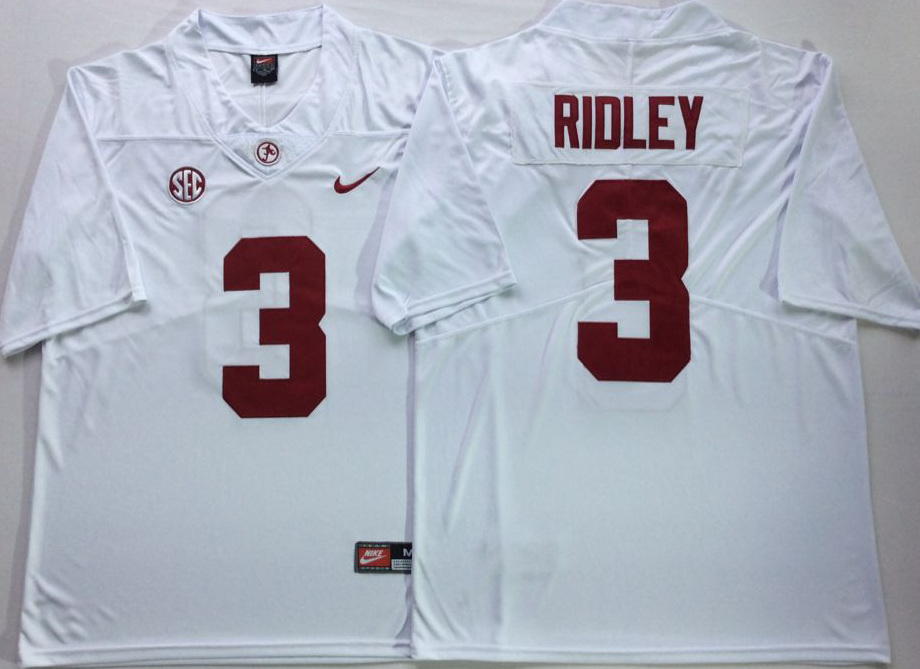 Men's Alabama Crimson Tide Calvin Ridley White Player Game Jersey sports jersey product view 1