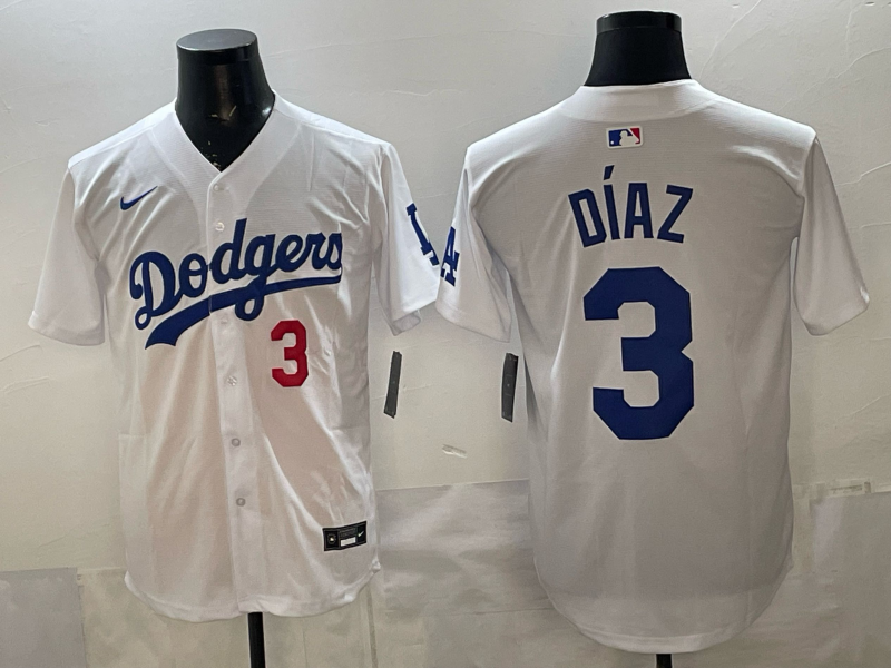 Men's Los Angeles Dodgers Edwin Diaz White Home Replica Player Jersey baseball jersey product view 1