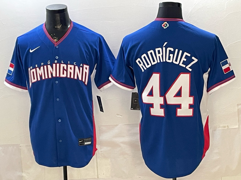 Men's Dominican Republic Baseball Julio Rodriguez #44 Royal 2026 World Baseball Classic Stadium Jersey baseball jersey product view 1