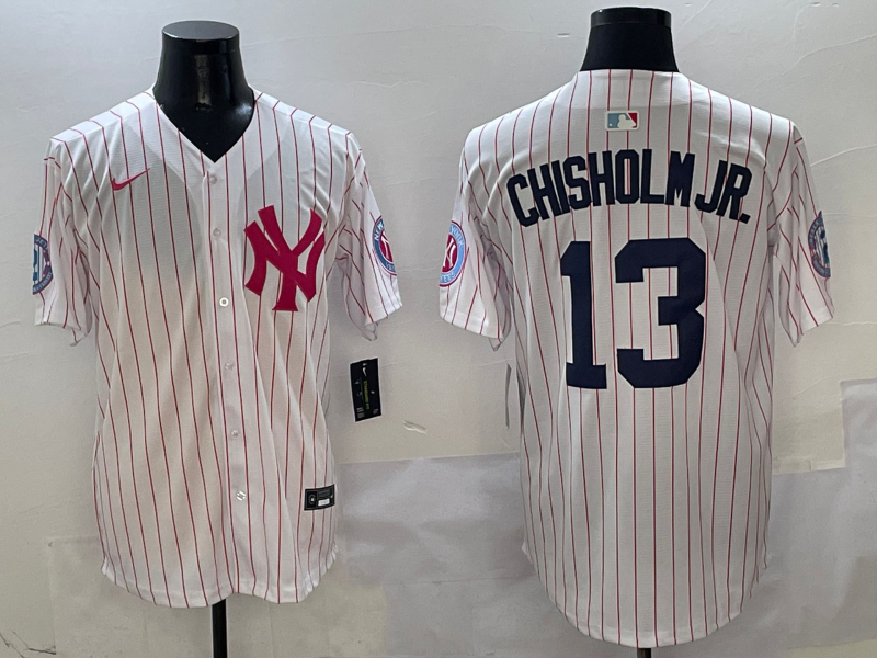 Men's New York Yankees Jazz Chisholm Jr. White Team Player Jersey baseball jersey product view 1
