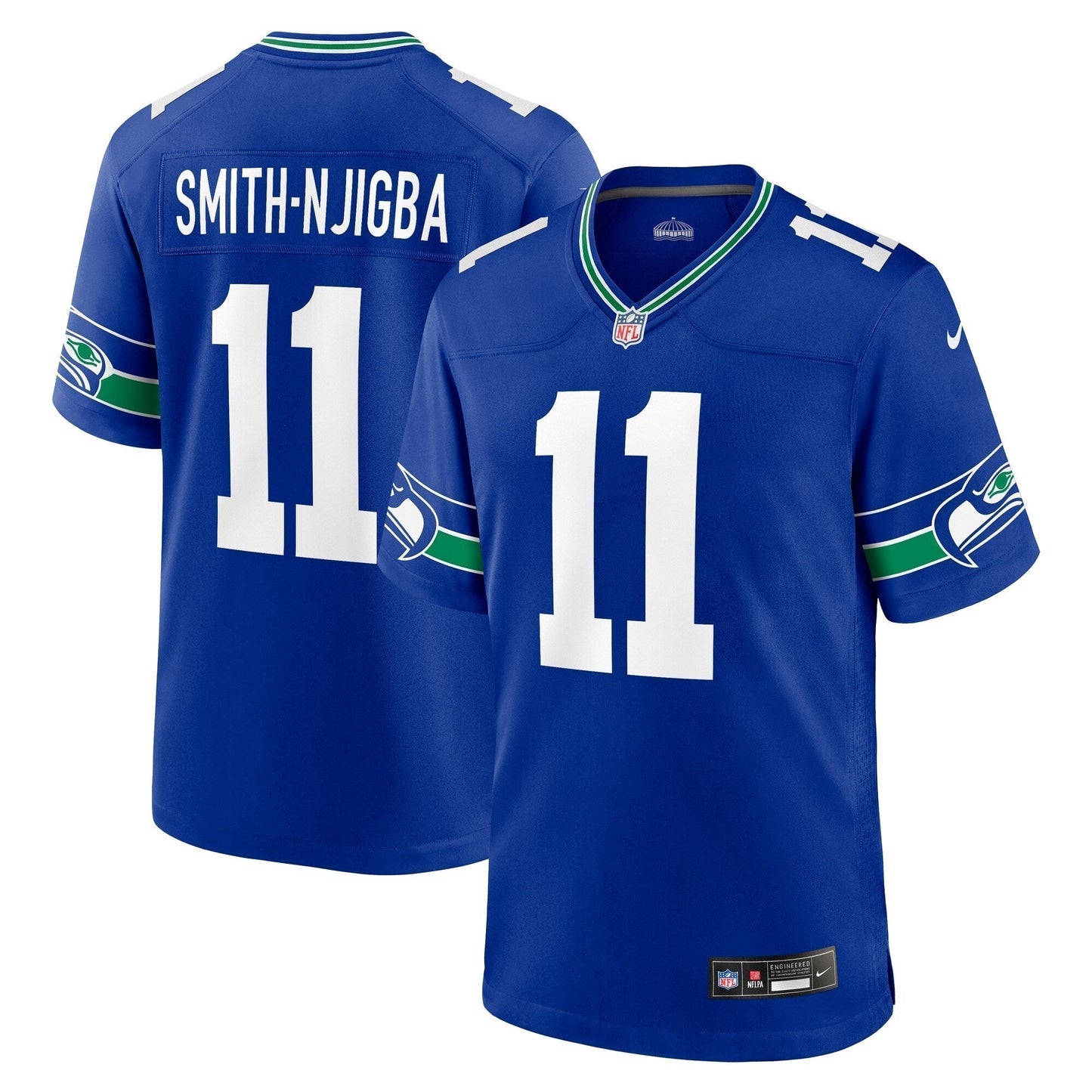 Jaxon Smith-Njigba Seattle Seahawks Throwback Game Jersey - Royal football jersey product view 1