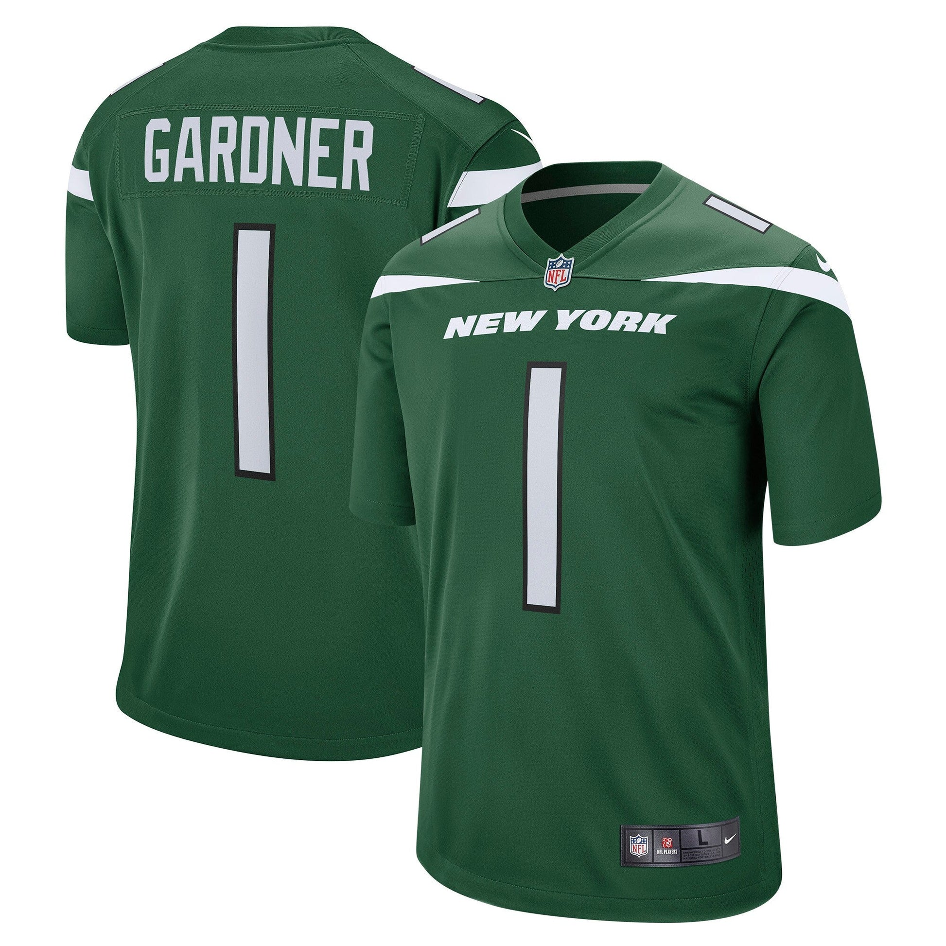 Ahmad Sauce Gardner New York Jets Game Jersey - Green football jersey product view 1