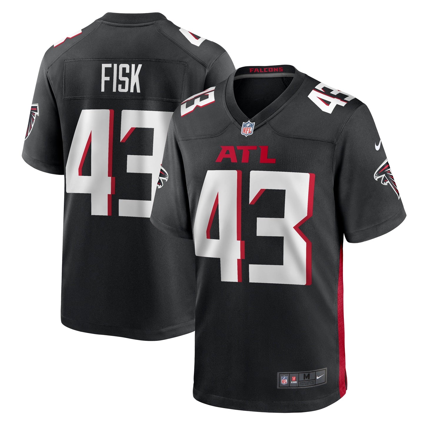 Tucker Fisk Atlanta Falcons Game Jersey - Black football jersey product view 1