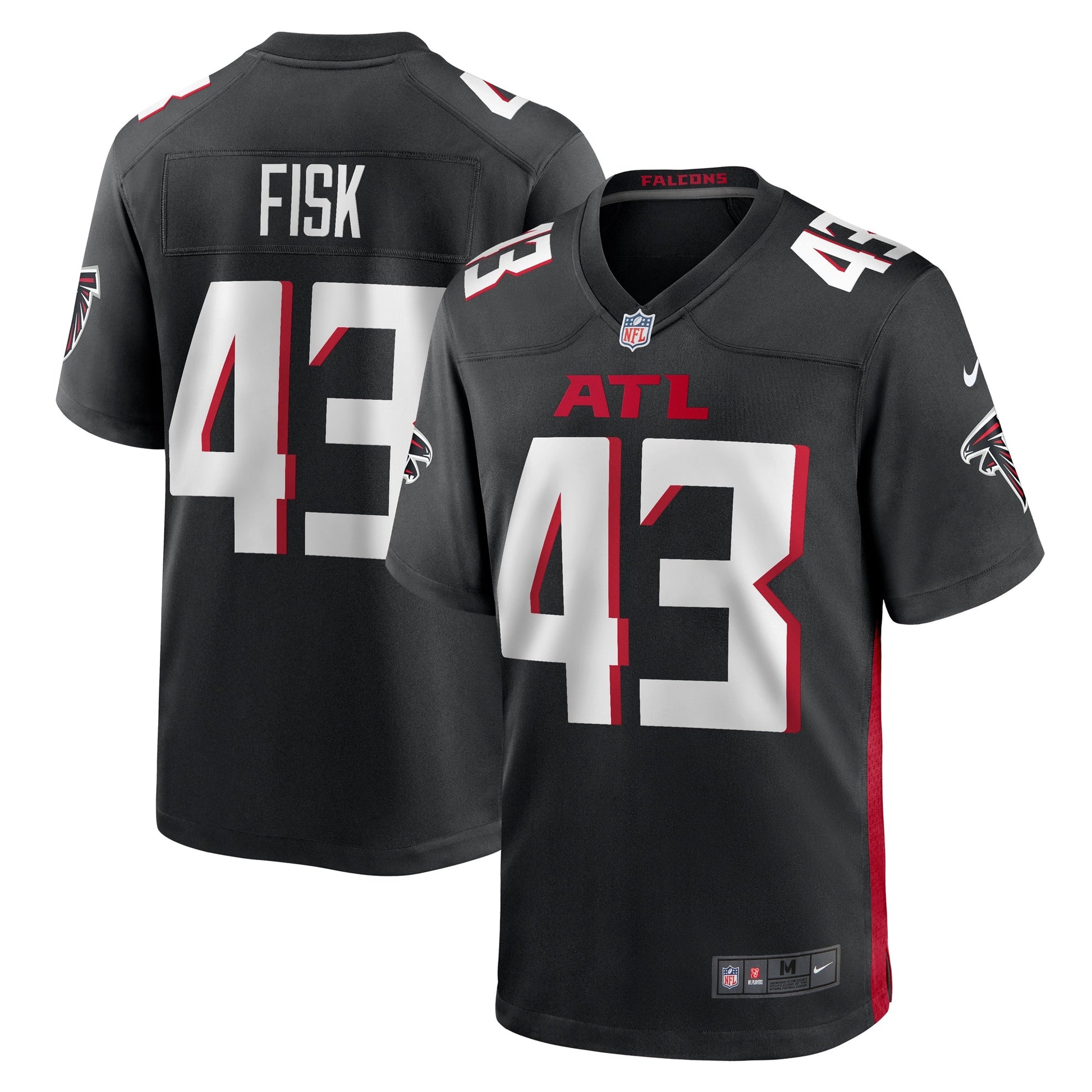 Tucker Fisk Atlanta Falcons Game Jersey - Black football jersey product view 1