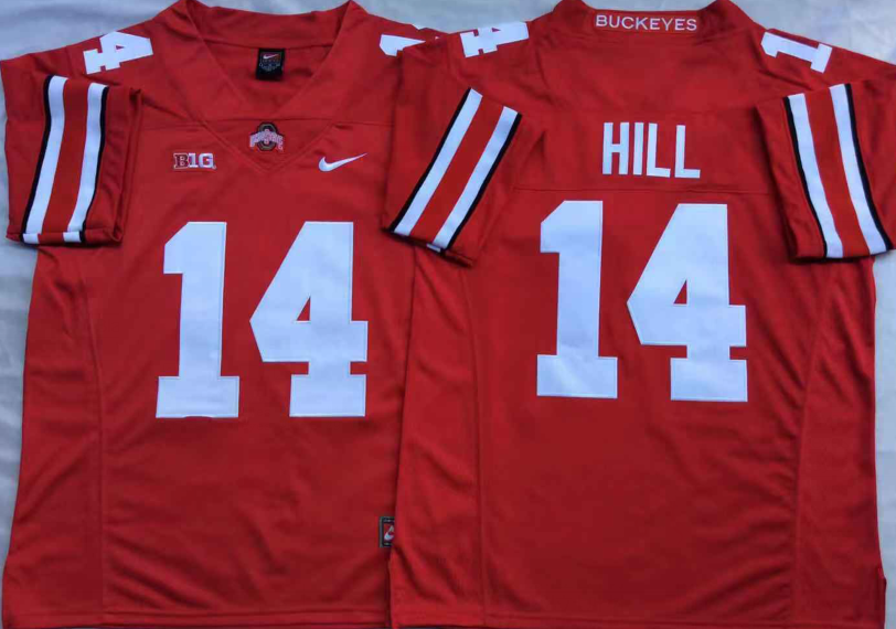Men's Ohio State Buckeyes K.J. Hill Scarlet Player Game Jersey sports jersey product view 1