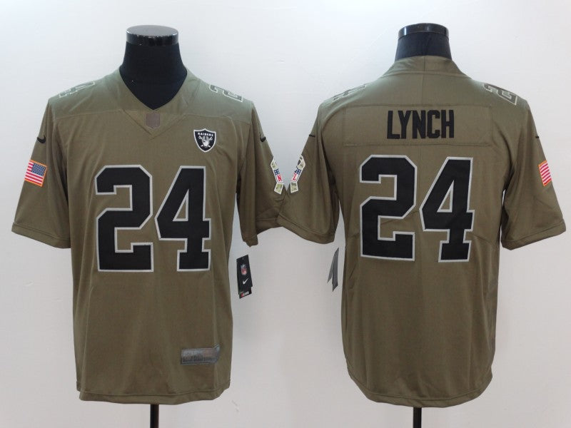 Men's Las Vegas Raiders Marshawn Lynch #24 Brown Game Jersey1 football jersey product view 1